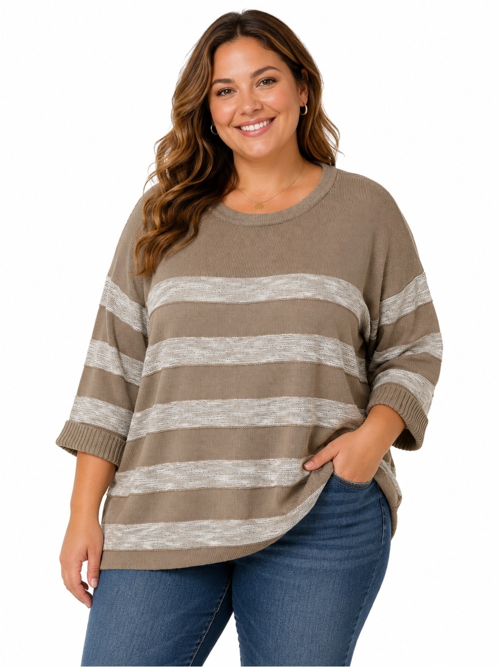 croft & barrow Taupe Knit Crewneck Sweater size 3X
